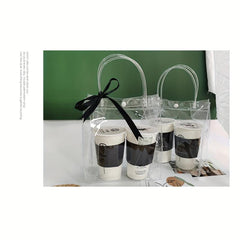 10pcs Plastic Clear Bags With Handle Transparent PVC Gift Wrap Bag