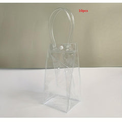 10pcs Plastic Clear Bags With Handle Transparent PVC Gift Wrap Bag
