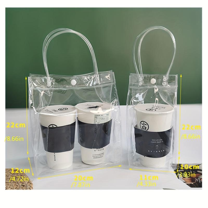 10pcs Plastic Clear Bags With Handle Transparent PVC Gift Wrap Bag