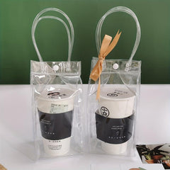10pcs Plastic Clear Bags With Handle Transparent PVC Gift Wrap Bag