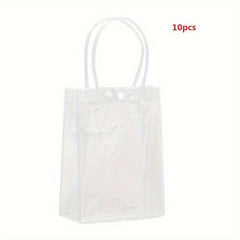 10pcs Plastic Clear Bags With Handle Transparent PVC Gift Wrap Bag