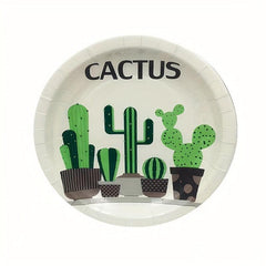 20pcs Disposable Food Paper Plates For BBQ Party Cake Dessert & Cactus Tableware