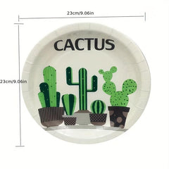 20pcs Disposable Food Paper Plates For BBQ Party Cake Dessert & Cactus Tableware
