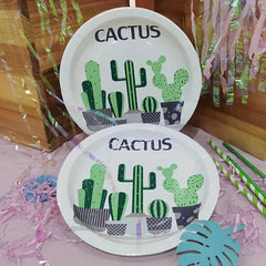 20pcs Disposable Food Paper Plates For BBQ Party Cake Dessert & Cactus Tableware