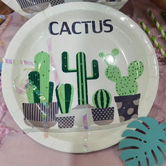 20pcs Disposable Food Paper Plates For BBQ Party Cake Dessert & Cactus Tableware