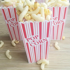 6pcs Retro Style Popcorn Containers Red & Striped Reusable Boxes