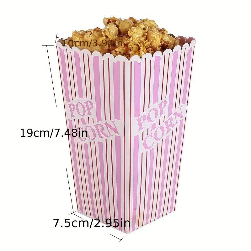 6pcs Retro Style Popcorn Containers Red & Striped Reusable Boxes