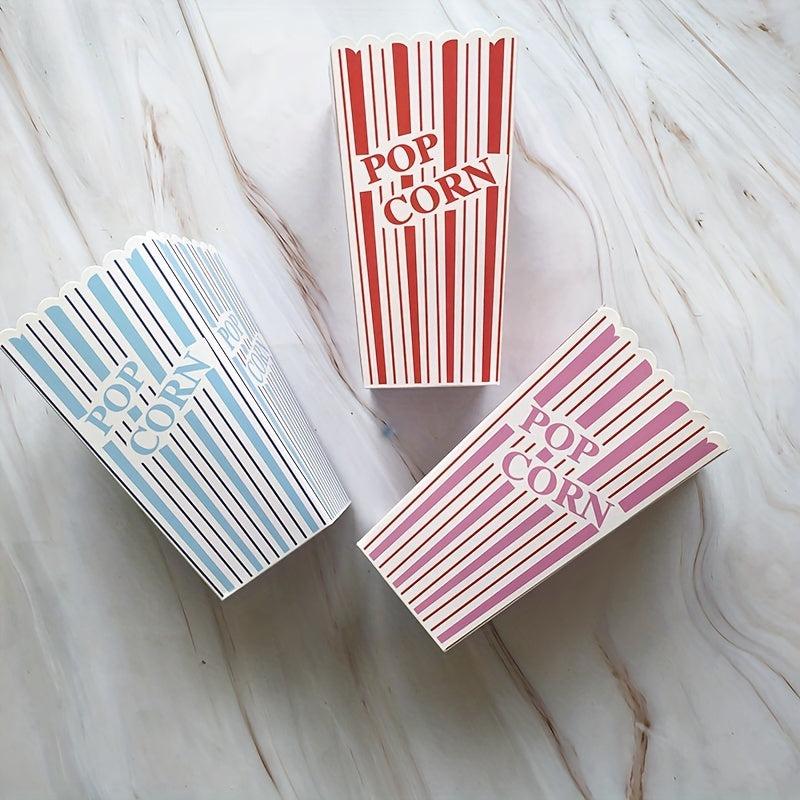 6pcs Retro Style Popcorn Containers Red & Striped Reusable Boxes