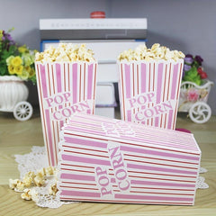 6pcs Retro Style Popcorn Containers Red & Striped Reusable Boxes