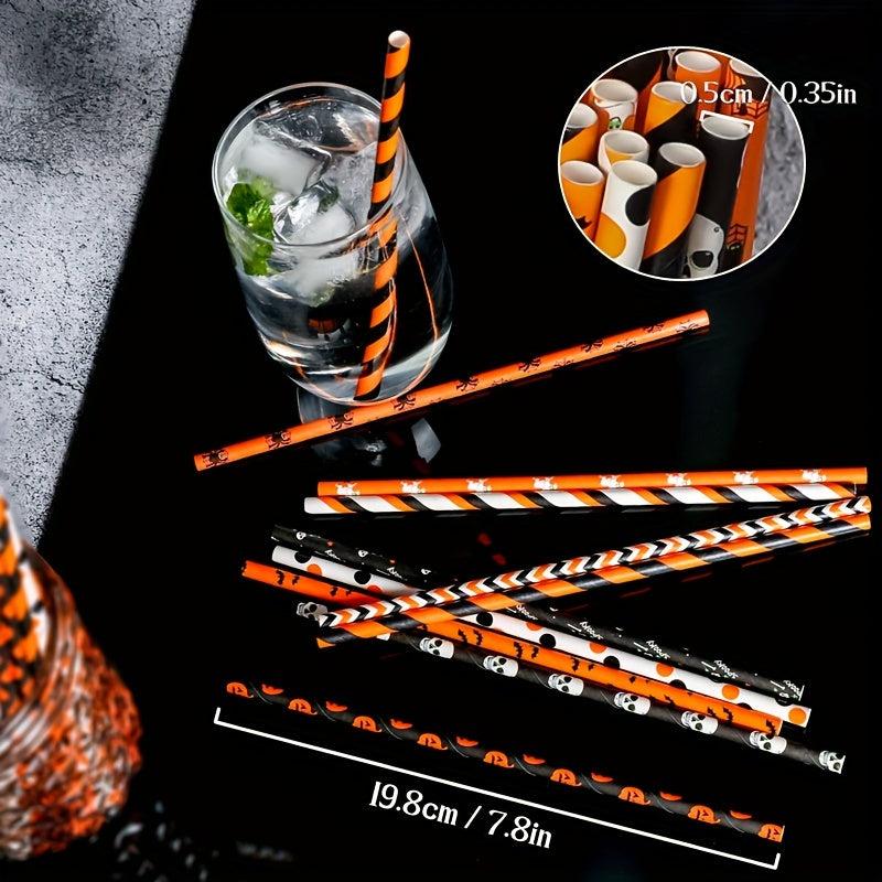 50pcs Halloween Disposable Drinking Paper Straws Party Decoration
