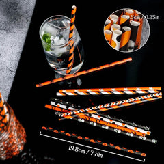 50pcs Halloween Disposable Drinking Paper Straws Party Decoration