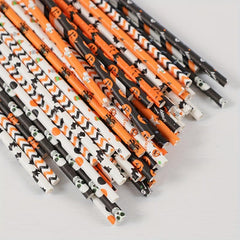 50pcs Halloween Disposable Drinking Paper Straws Party Decoration