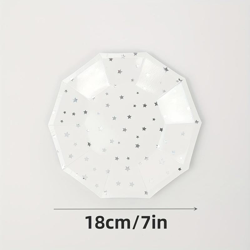 16pcs Disposable Dinnerware Set Silvery Star Party Decoration