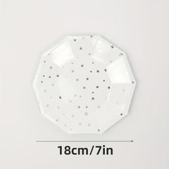 16pcs Disposable Dinnerware Set Silvery Star Party Decoration