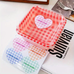 10pcs Disposable Dessert Cups Square Mini Baking Cups With Lids