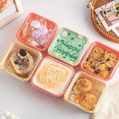 10pcs Disposable Dessert Cups Square Mini Baking Cups With Lids