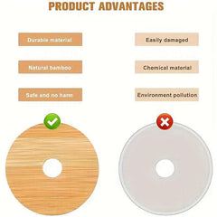 8Pcs Bamboo Jar Lids With Straw Hole for Regular Mouth Mason Jar 70mm