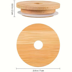 8Pcs Bamboo Jar Lids With Straw Hole for Regular Mouth Mason Jar 70mm