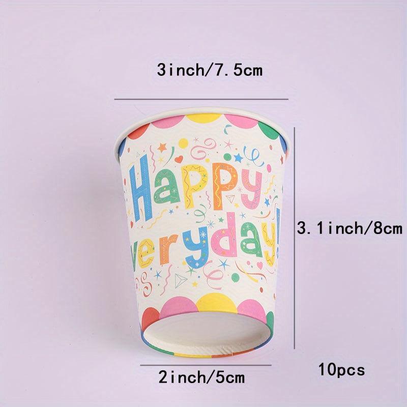 Happy Birthday Paper Dinnerware Set - 10pcs Disposable Party Decoration