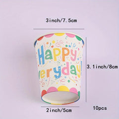 Happy Birthday Paper Dinnerware Set - 10pcs Disposable Party Decoration