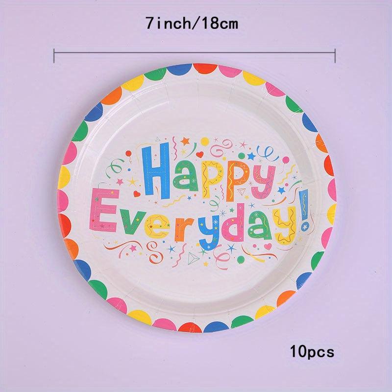 Happy Birthday Paper Dinnerware Set - 10pcs Disposable Party Decoration