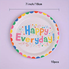Happy Birthday Paper Dinnerware Set - 10pcs Disposable Party Decoration