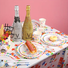 Happy Birthday Paper Dinnerware Set - 10pcs Disposable Party Decoration