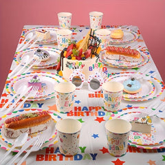 Happy Birthday Paper Dinnerware Set - 10pcs Disposable Party Decoration