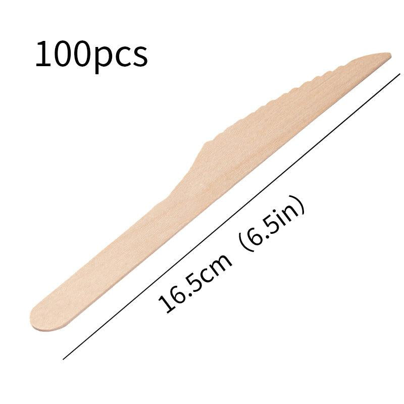 100pcs Disposable Wooden Cutlery Set - Perfect for Graduations