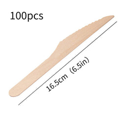 100pcs Disposable Wooden Cutlery Set - Perfect for Graduations