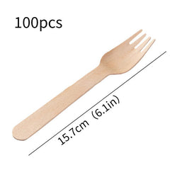 100pcs Disposable Wooden Cutlery Set - Perfect for Graduations