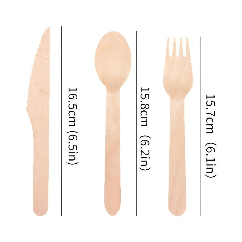 100pcs Disposable Wooden Cutlery Set - Perfect for Graduations