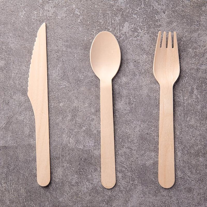 100pcs Disposable Wooden Cutlery Set - Perfect for Graduations