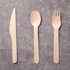 100pcs Disposable Wooden Cutlery Set - Perfect for Graduations