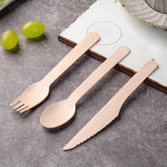 100pcs Disposable Wooden Cutlery Set - Perfect for Graduations