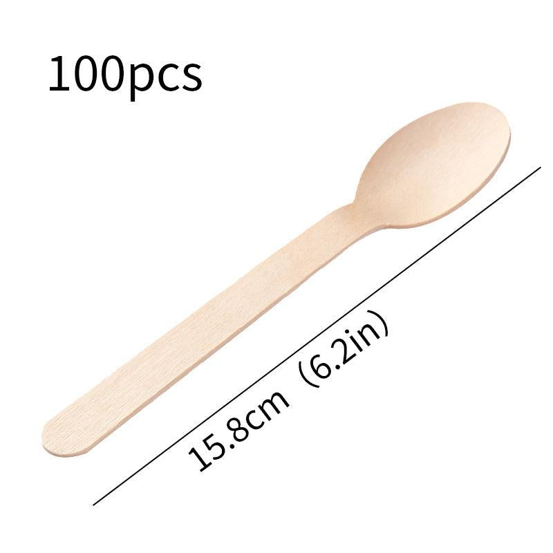 100pcs Disposable Wooden Cutlery Set - Perfect for Graduations