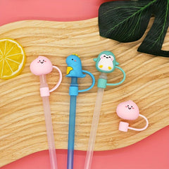 3pcs Animal Fruit Shaped Straw Tips Covers for Parties