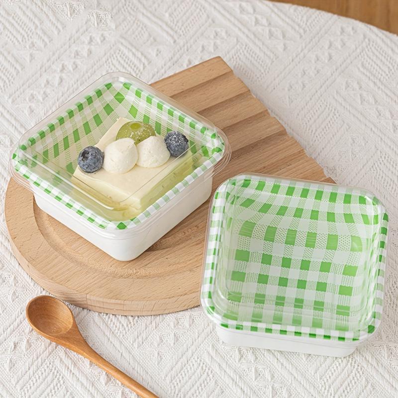 10pcs Disposable Dessert Cups Bakery Take Out Containers Square Mini Baking Cups