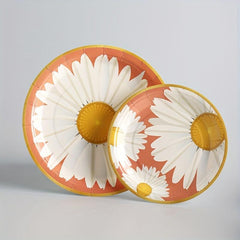Daisy Tableware Set Disposable Cups Plates Napkins Flower Pattern Party Decor