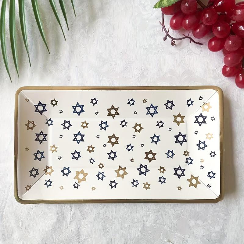 8pcs Disposable Paper Dinner Plate Rectangular Dinner Plate