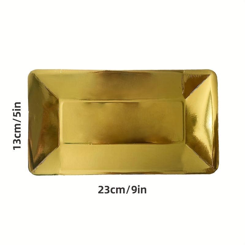 8pcs Disposable Paper Dinner Plate Rectangular Dinner Plate