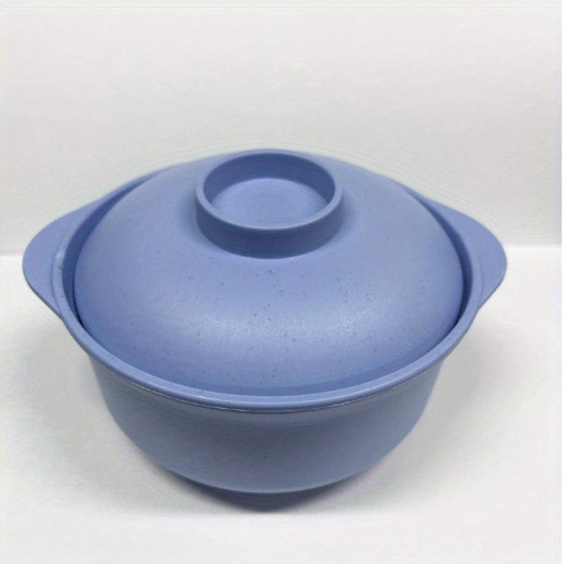 1pc Noodle Bowl With Cover Soup Hot Rice Bowl Container Non Slip Reusable