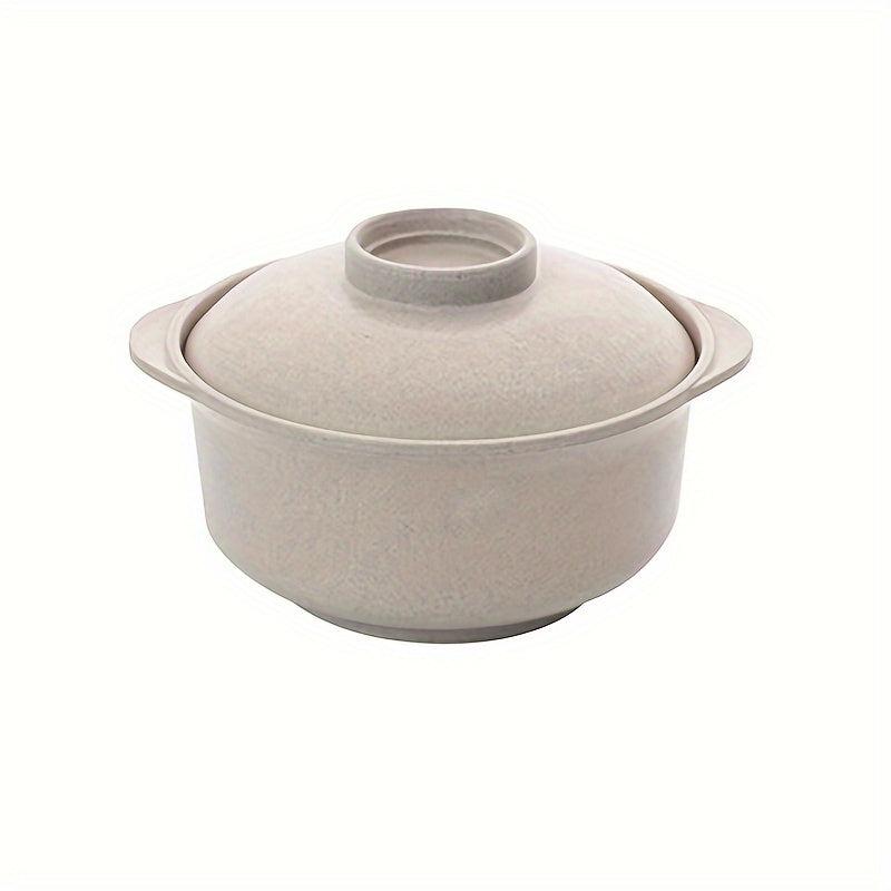 1pc Noodle Bowl With Cover Soup Hot Rice Bowl Container Non Slip Reusable