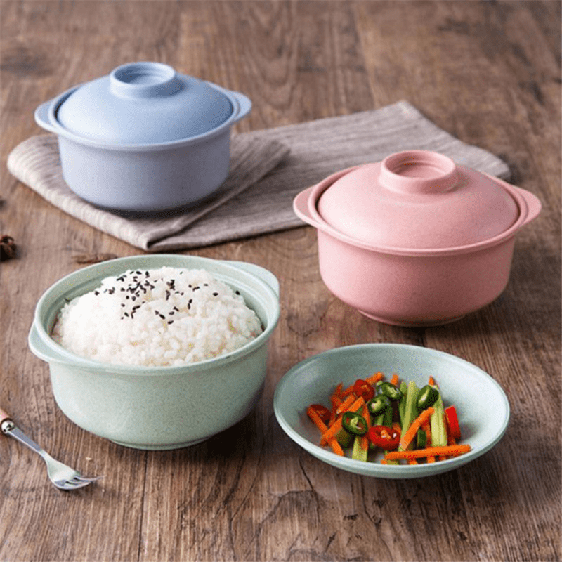 1pc Noodle Bowl With Cover Soup Hot Rice Bowl Container Non Slip Reusable