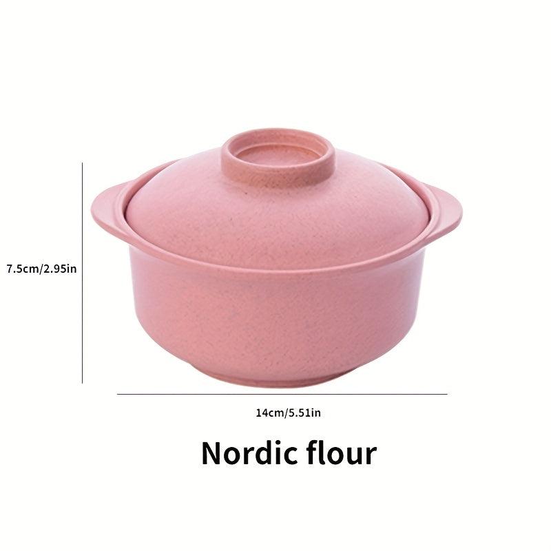 1pc Noodle Bowl With Cover Soup Hot Rice Bowl Container Non Slip Reusable