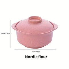 1pc Noodle Bowl With Cover Soup Hot Rice Bowl Container Non Slip Reusable