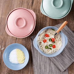 1pc Noodle Bowl With Cover Soup Hot Rice Bowl Container Non Slip Reusable