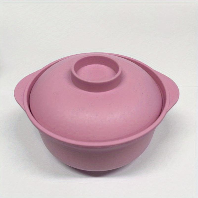 1pc Noodle Bowl With Cover Soup Hot Rice Bowl Container Non Slip Reusable