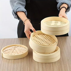 1pc Bamboo Steamer Basket Food Steamer Pot Natural Veggie Steamer