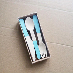 8pcs Disposable Cutlery Set Birch Wooden Fork Spoon Boxed Western Food